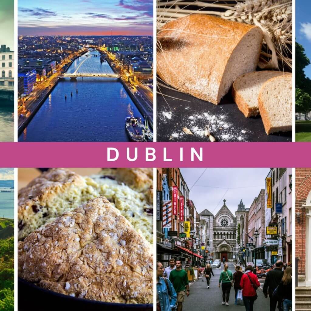 Dublin has rivers and streets with nightlife and lots of bakeries with great bread and luxury hotels in dublin